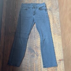 Men's Slim Straight Jeans in Washed Dark Blue - Unknown Brand